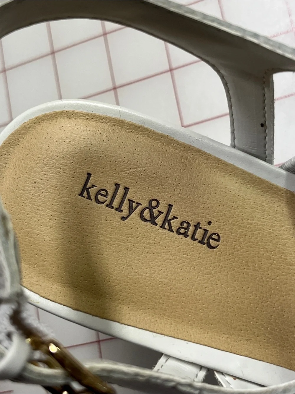Kelly & KATIE NIB Summer Bridal Leather White Strappy Cork 3.5